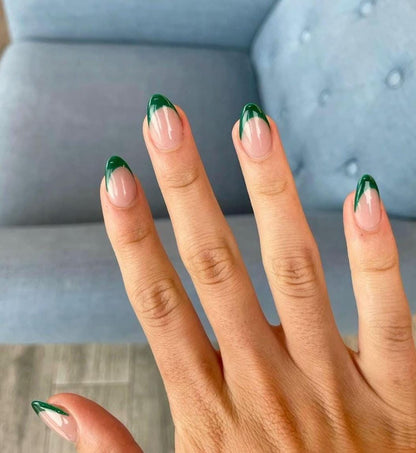 Handmade Press On Nails: Reusable, Trending, Almond Round Short, Xmas Christmas Winter