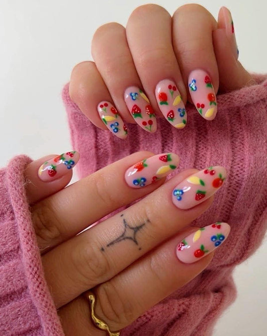 Handmade Press On Nails: Reusable, Glue Ons, Acrylic Gel, Almond Round Short, Hand-painted Custom