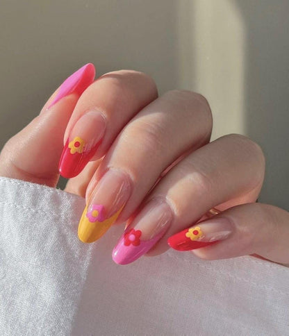 Handmade Press On Nails: Reusable, Glue Ons, Acrylic Gel, Almond Round Short, Hand-painted Custom