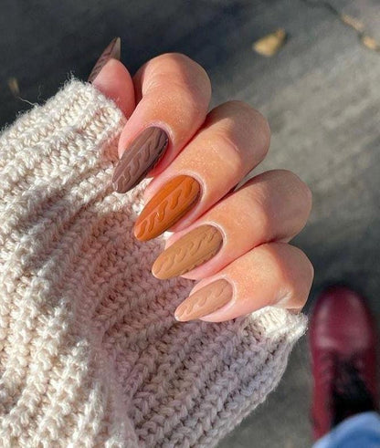 Handmade Press On Nails: Reusable, Gel, Almond Round Short, Handpainted, Halloween Fall Autumn October