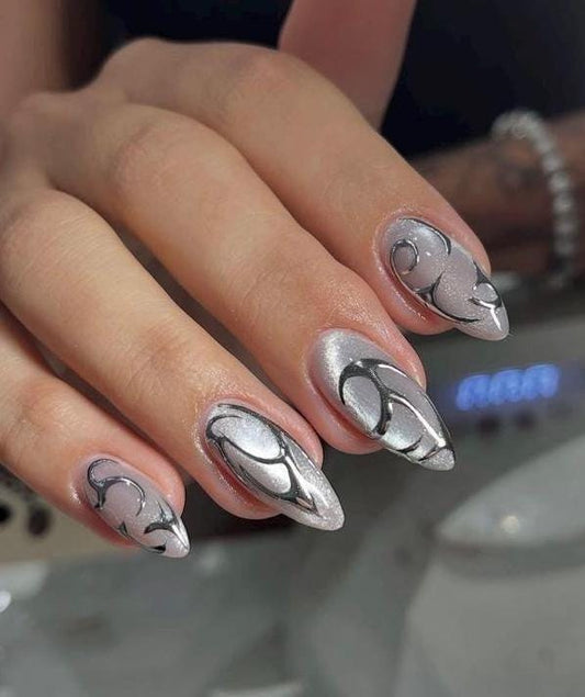 Handmade Press On Nails: Reusable, Glue Ons, Acrylic Gel, Almond Round Short, Hand-painted Custom