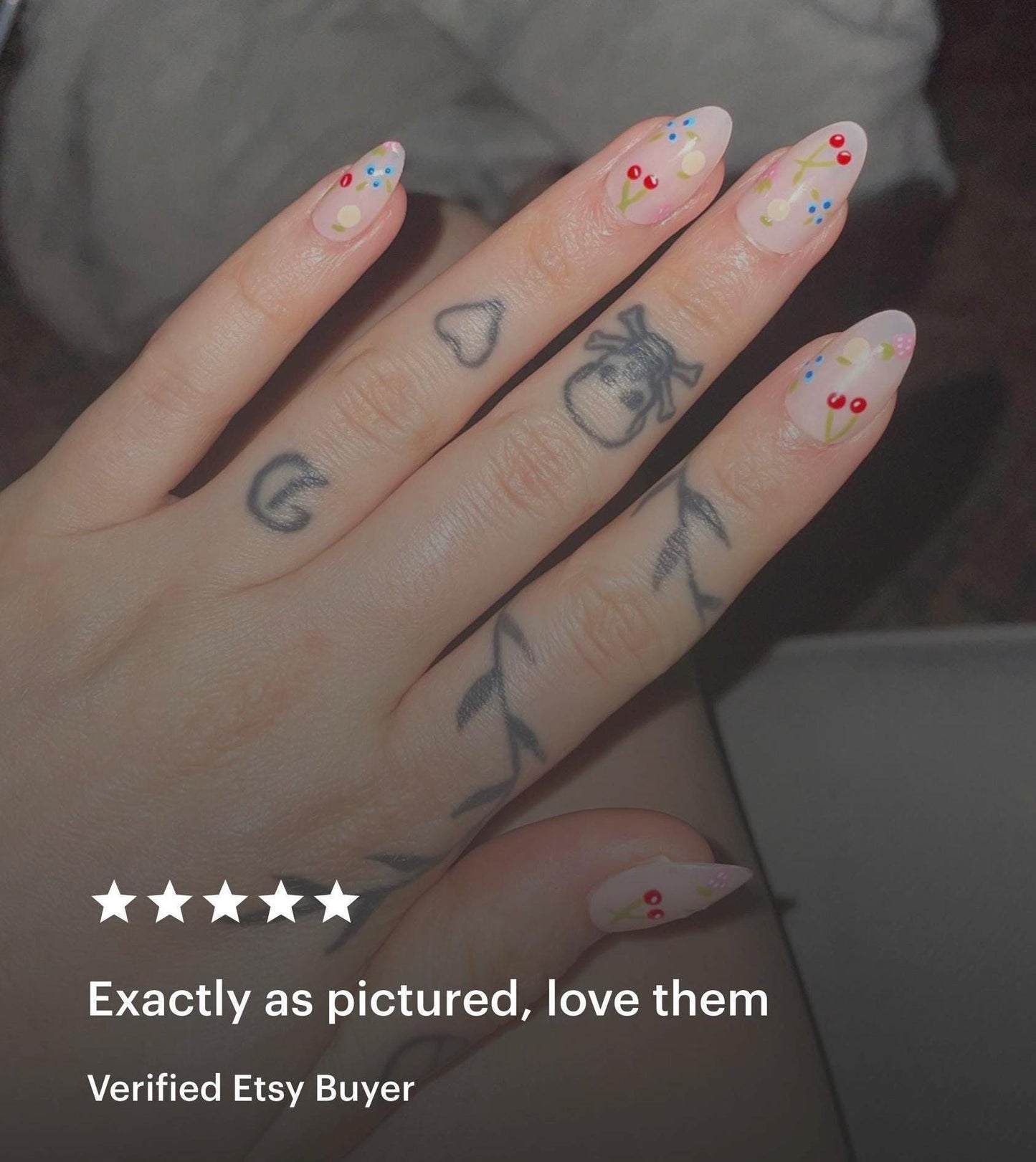 Handmade Press On Nails: Reusable, Glue Ons, Acrylic Gel, Almond Round Short, Hand-painted Custom