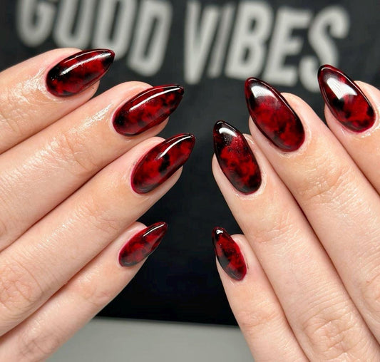 Handmade Press On Nails: Reusable, Gel, Almond Round Short, Handpainted, Halloween Fall Autumn October