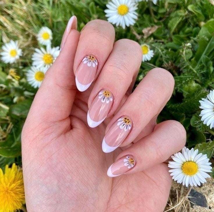 Handmade Press On Nails: Reusable, Glue Ons, Acrylic Gel, Almond Round Short, Hand-painted Custom