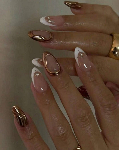 Handmade Press On Nails: Reusable, Glue Ons, Acrylic Gel, Almond Round Short, Hand-painted Custom