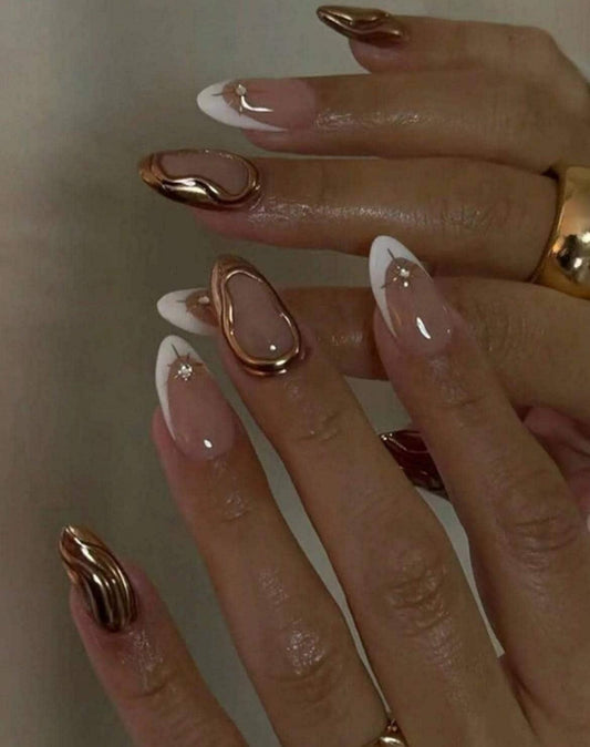 Handmade Press On Nails: Reusable, Glue Ons, Acrylic Gel, Almond Round Short, Hand-painted Custom