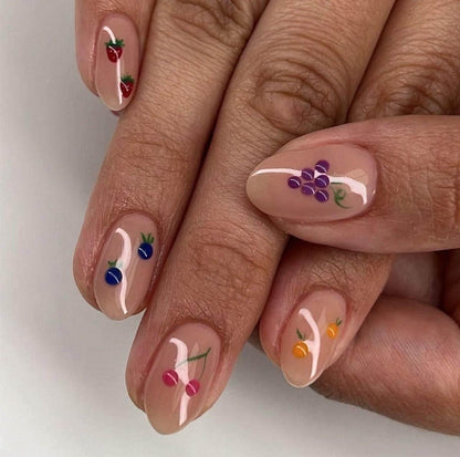 Handmade Press On Nails: Reusable, Glue Ons, Acrylic Gel, Almond Round Short, Hand-painted Custom