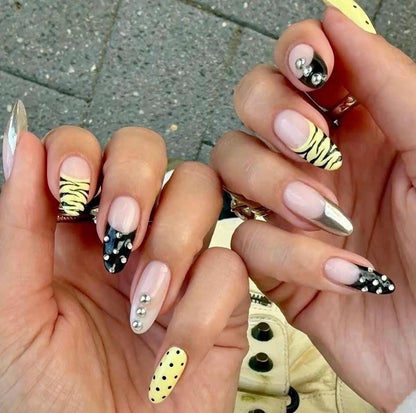 Handmade Press On Nails: Reusable, Glue Ons, Acrylic Gel, Almond Round Short, Hand-painted Custom