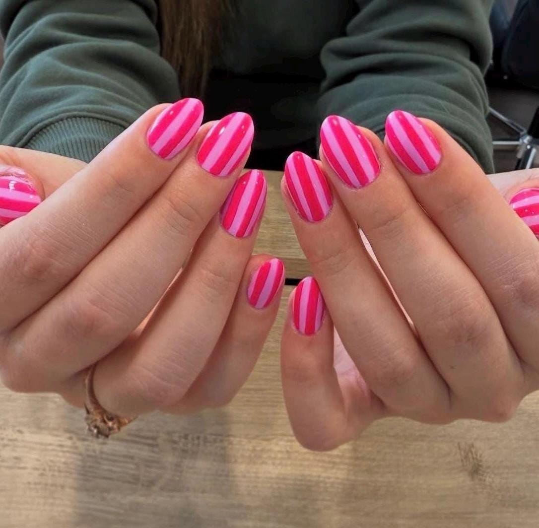 Handmade Press On Nails: Reusable, Glue Ons, Acrylic Gel, Almond Round Short, Handpainted Luxury