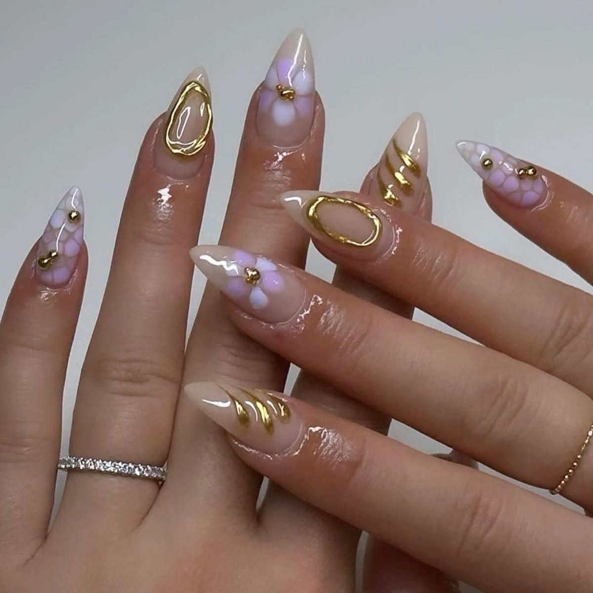 Handmade Press On Nails: Reusable, Glue Ons, Acrylic Gel, Almond Round Short, Hand-painted Custom