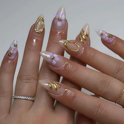 Handmade Press On Nails: Reusable, Glue Ons, Acrylic Gel, Almond Round Short, Hand-painted Custom