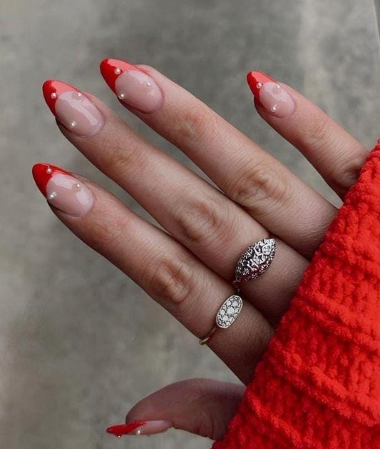 Handmade Press On Nails: Reusable, Trending, Almond Round Short, Xmas Christmas Winter