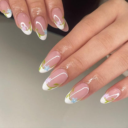 Handmade Press On Nails: Reusable, Glue Ons, Acrylic Gel, Almond Round Short, Hand-painted Custom