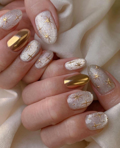 Handmade Press On Nails: Reusable, Glue Ons, Acrylic Gel, Almond Round Short, Hand-painted Custom