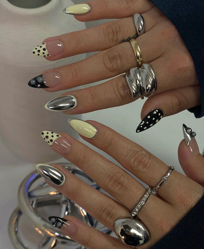 Handmade Press On Nails: Reusable, Glue Ons, Acrylic Gel, Almond Round Short, Hand-painted Custom