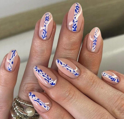 Handmade Press On Nails: Reusable, Glue Ons, Acrylic Gel, Almond Round Short, Hand-painted Custom