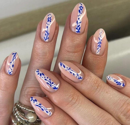 Handmade Press On Nails: Reusable, Glue Ons, Acrylic Gel, Almond Round Short, Hand-painted Custom