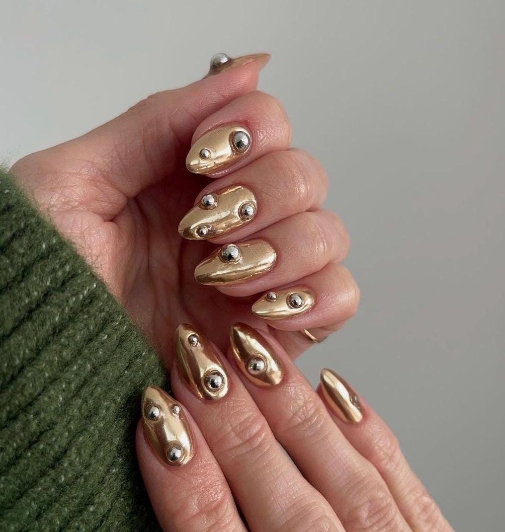 Handmade Press On Nails: Reusable, Glue Ons, Acrylic Gel, Almond Round Short, Hand-painted Custom