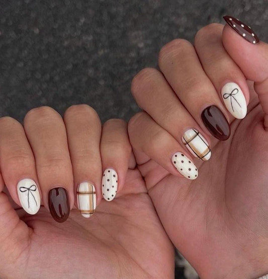 Handmade Press On Nails: Reusable, Gel, Almond Round Short, Handpainted, Halloween Fall Autumn October