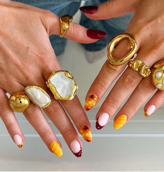 Handmade Press On Nails: Reusable, Gel, Almond Round Short, Handpainted, Halloween Fall Autumn October