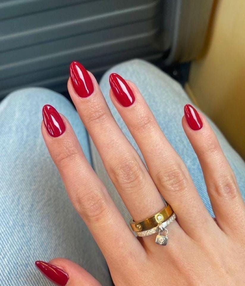 Handmade Press On Nails: Reusable, Trending, Almond Round Short, Xmas Christmas Winter