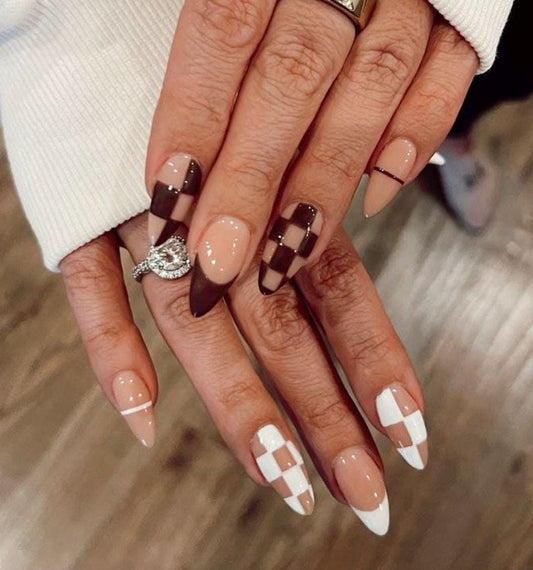 Handmade Press On Nails: Reusable, Gel, Almond Round Short, Handpainted, Halloween Fall Autumn October