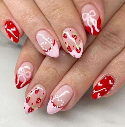 Handmade Press On Nails: Reusable, Glue Ons, Acrylic Gel, Almond Round Short, Hand-painted Custom