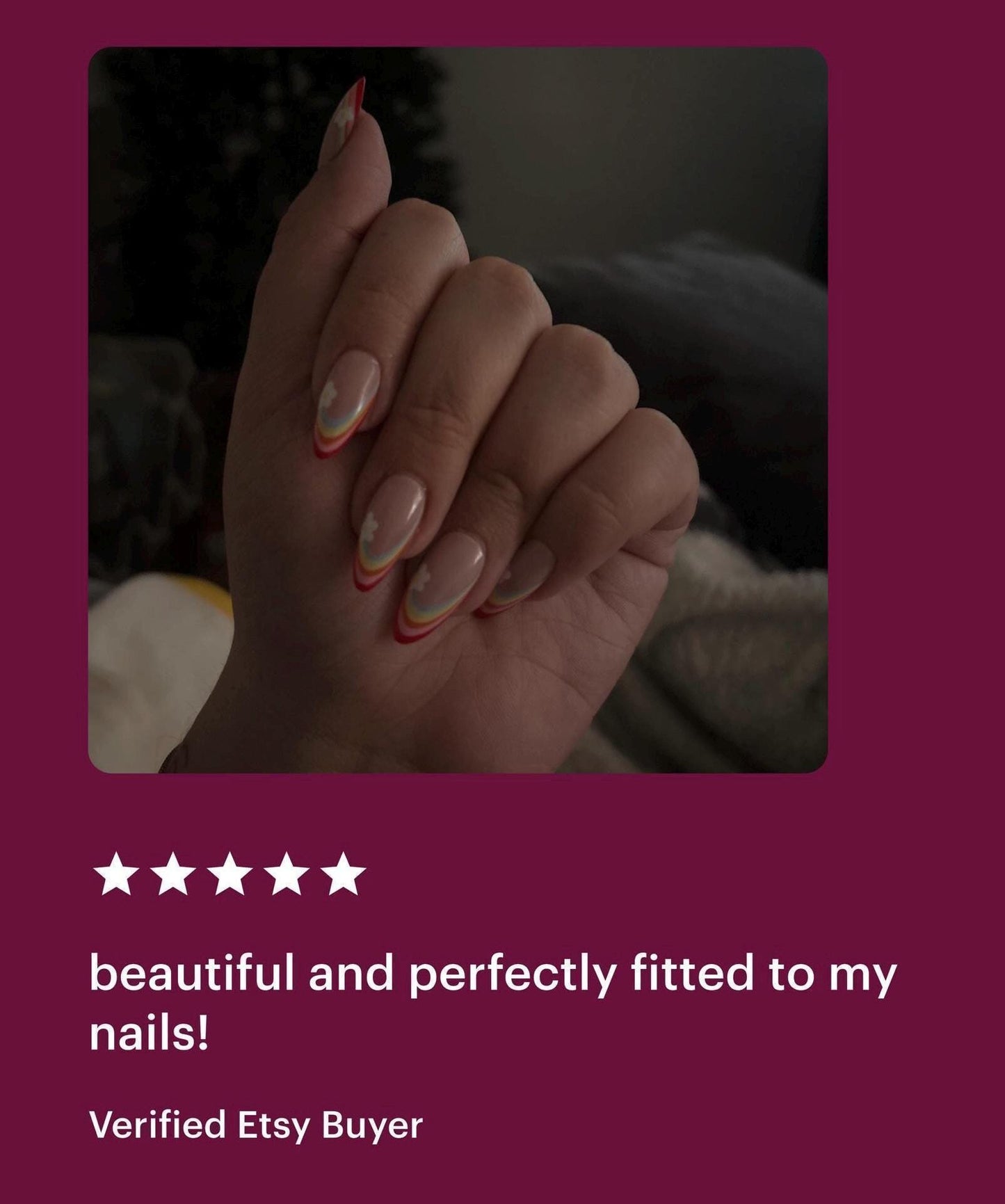 Handmade Press On Nails: Reusable, Glue Ons, Acrylic Gel, Almond Round Short, Hand-painted Custom