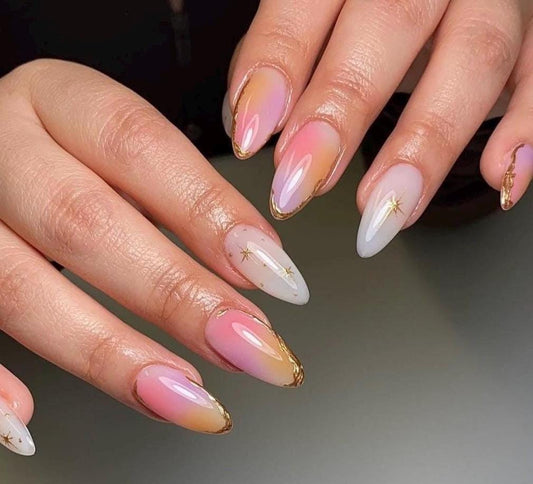 Handmade Press On Nails: Reusable, Glue Ons, Acrylic Gel, Almond Round Short, Hand-painted Custom