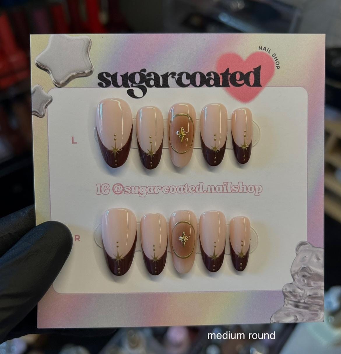 Handmade Press On Nails: Reusable, Glue Ons, Acrylic Gel, Almond Round Short, Hand-painted Custom