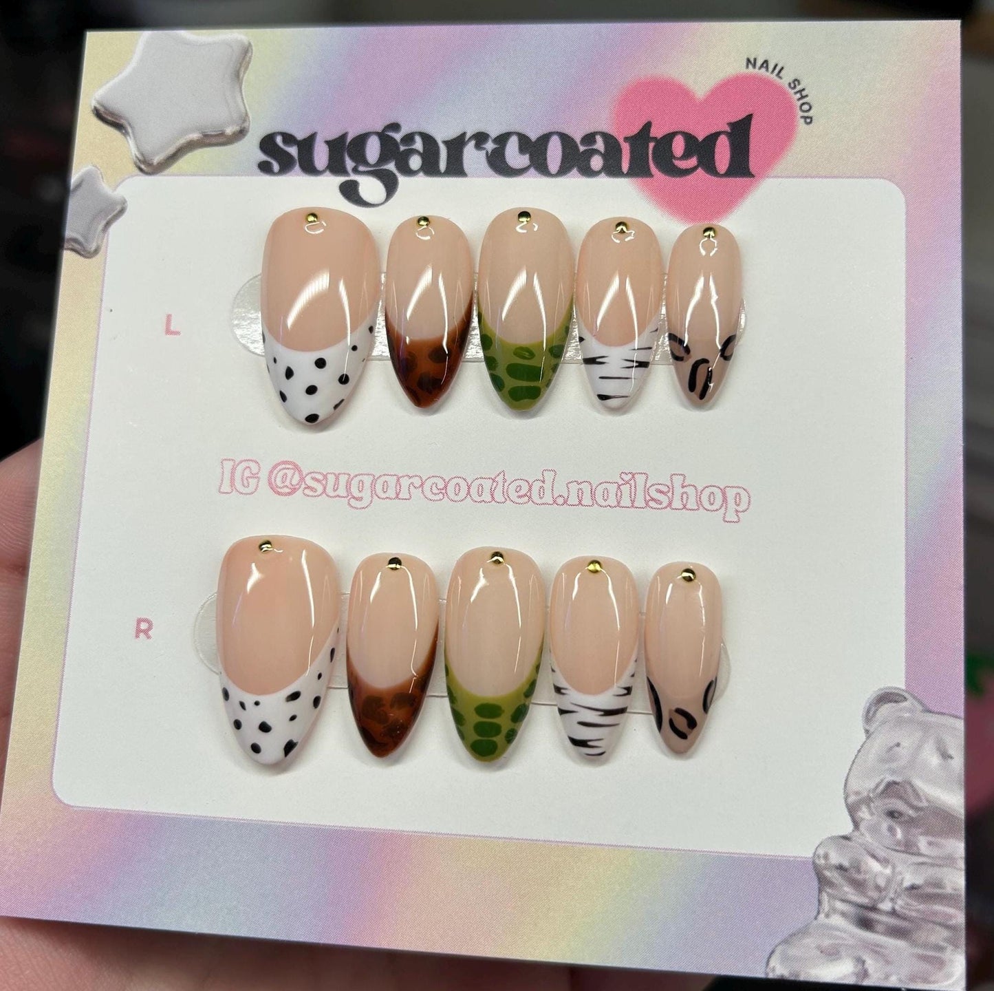 Handmade Press On Nails: Reusable, Glue Ons, Acrylic Gel, Almond Round Short, Hand-painted Custom