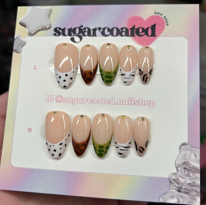 Handmade Press On Nails: Reusable, Glue Ons, Acrylic Gel, Almond Round Short, Hand-painted Custom