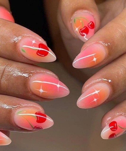 Handmade Press On Nails: Reusable, Glue Ons, Acrylic Gel, Almond Round Short, Hand-painted Custom