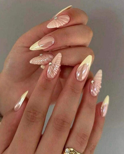 Handmade Press On Nails: Reusable, Glue Ons, Acrylic Gel, Almond Round Short, Hand-painted Custom