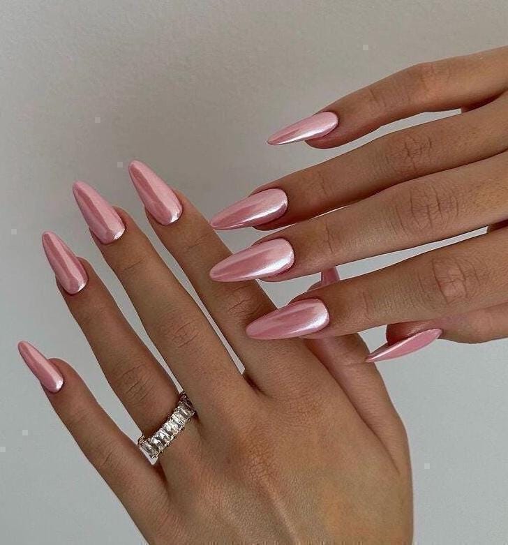 Handmade Press On Nails: Reusable, Glue Ons, Acrylic Gel, Almond Round Short, Hand-painted Custom