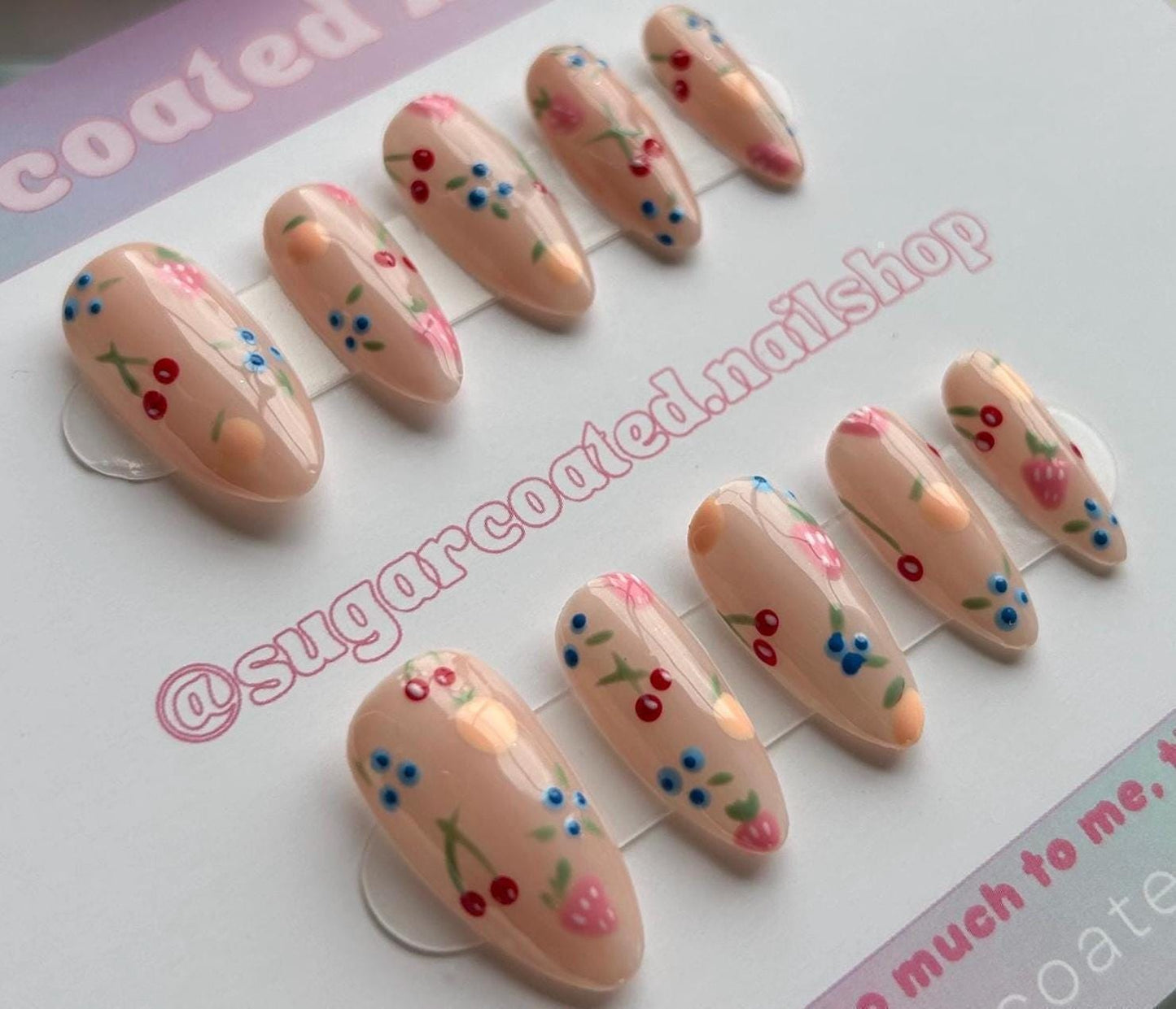 Handmade Press On Nails: Reusable, Glue Ons, Acrylic Gel, Almond Round Short, Hand-painted Custom