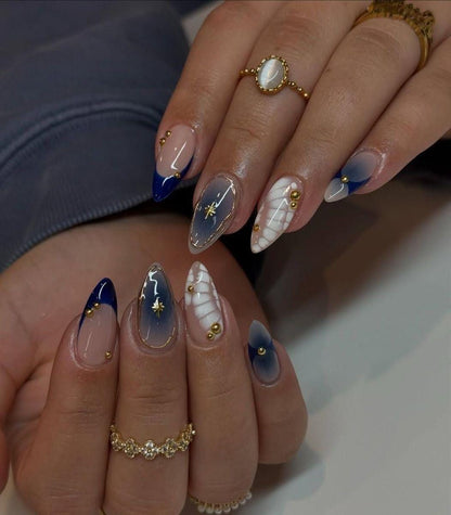 Handmade Press On Nails: Reusable, Glue Ons, Acrylic Gel, Almond Round Short, Hand-painted Custom