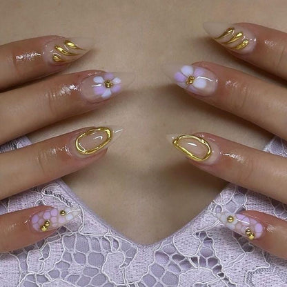 Handmade Press On Nails: Reusable, Glue Ons, Acrylic Gel, Almond Round Short, Hand-painted Custom