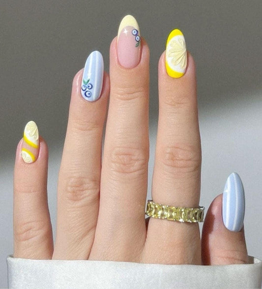 Handmade Press On Nails: Reusable, Glue Ons, Acrylic Gel, Almond Round Short, Hand-painted Custom