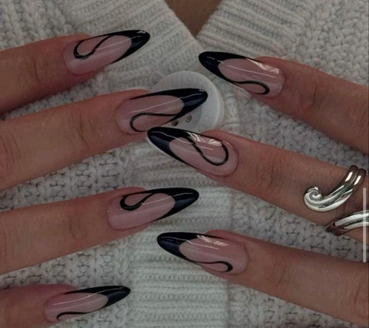 Handmade Press On Nails: Reusable, Glue Ons, Acrylic Gel, Almond Round Short, Hand-painted Custom