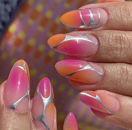 Handmade Press On Nails: Reusable, Glue Ons, Acrylic Gel, Almond Round Short, Hand-painted Custom