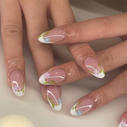 Handmade Press On Nails: Reusable, Glue Ons, Acrylic Gel, Almond Round Short, Hand-painted Custom