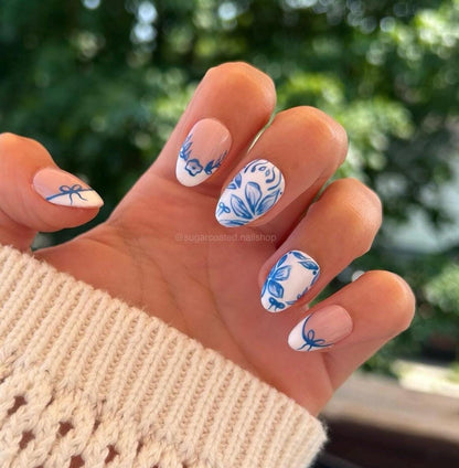 Handmade Press On Nails: Reusable, Glue Ons, Acrylic Gel, Almond Round Short, Hand-painted Custom