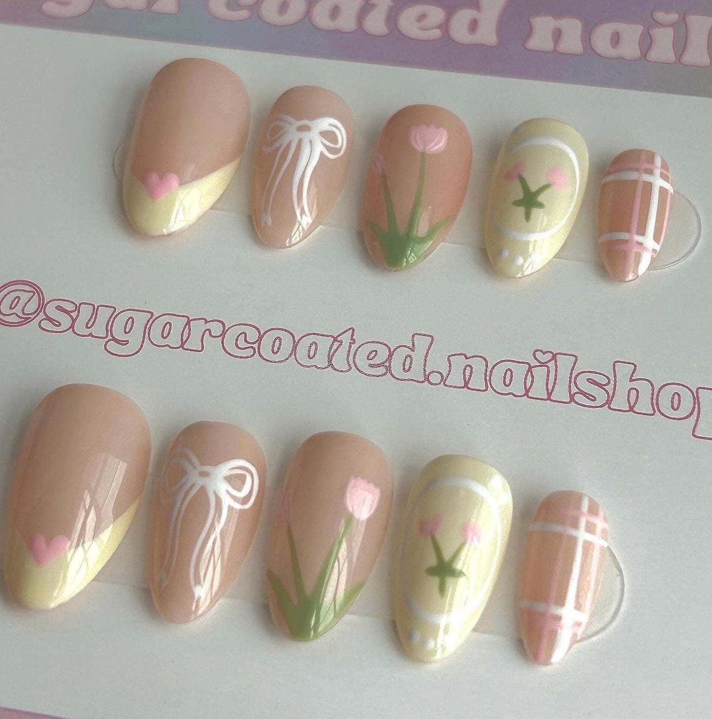 Handmade Press On Nails: Reusable, Glue Ons, Acrylic Gel, Almond Round Short, Hand-painted Custom