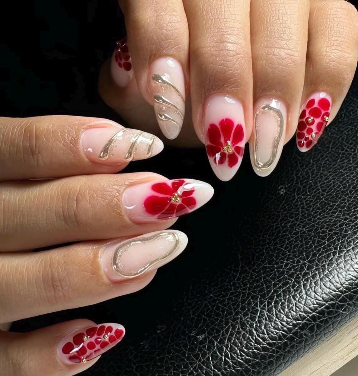 Handmade Press On Nails: Reusable, Glue Ons, Acrylic Gel, Almond Round Short, Hand-painted Custom