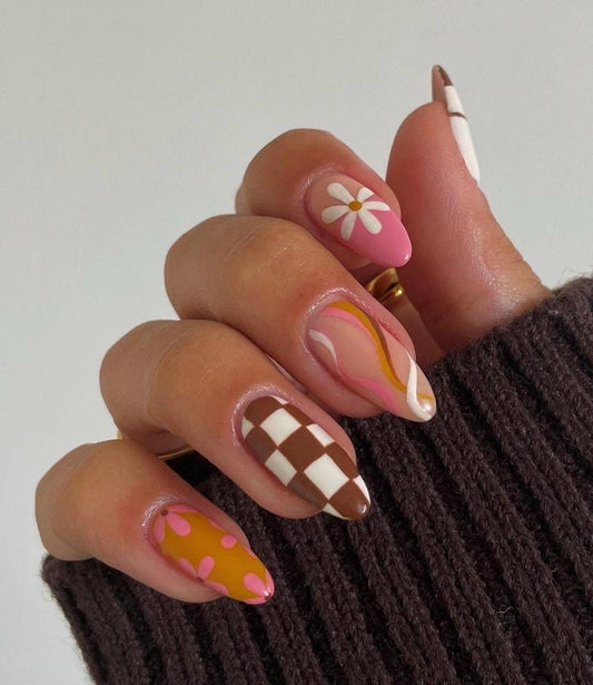 Handmade Press On Nails: Reusable, Gel, Almond Round Short, Handpainted, Halloween Fall Autumn October