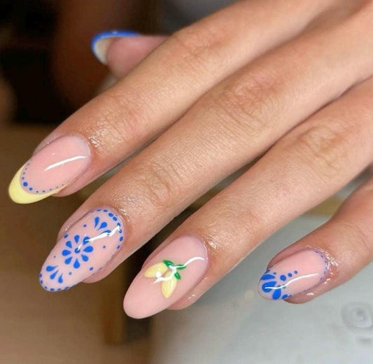 Handmade Press On Nails: Reusable, Glue Ons, Acrylic Gel, Almond Round Short, Hand-painted Custom