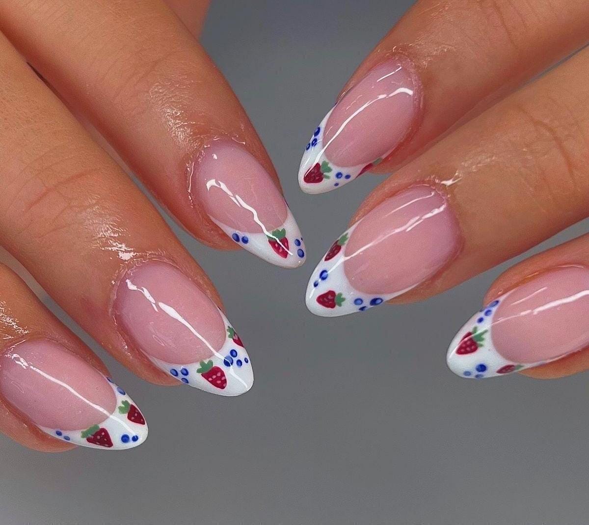 Handmade Press On Nails: Reusable, Glue Ons, Acrylic Gel, Almond Round Short, Hand-painted Custom