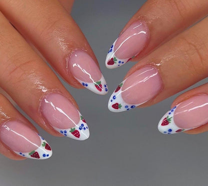 Handmade Press On Nails: Reusable, Glue Ons, Acrylic Gel, Almond Round Short, Hand-painted Custom