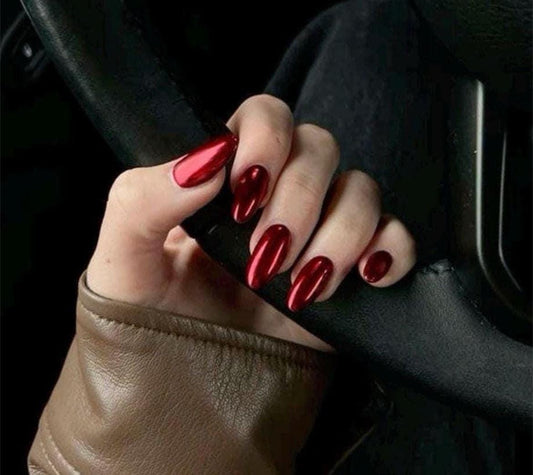 Handmade Press On Nails: Reusable, Trending, Almond Round Short, Xmas Christmas Winter